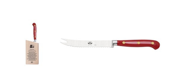 Berti Italian Handmade Insieme Citrus Knife With Red Lucite Riveted Handle