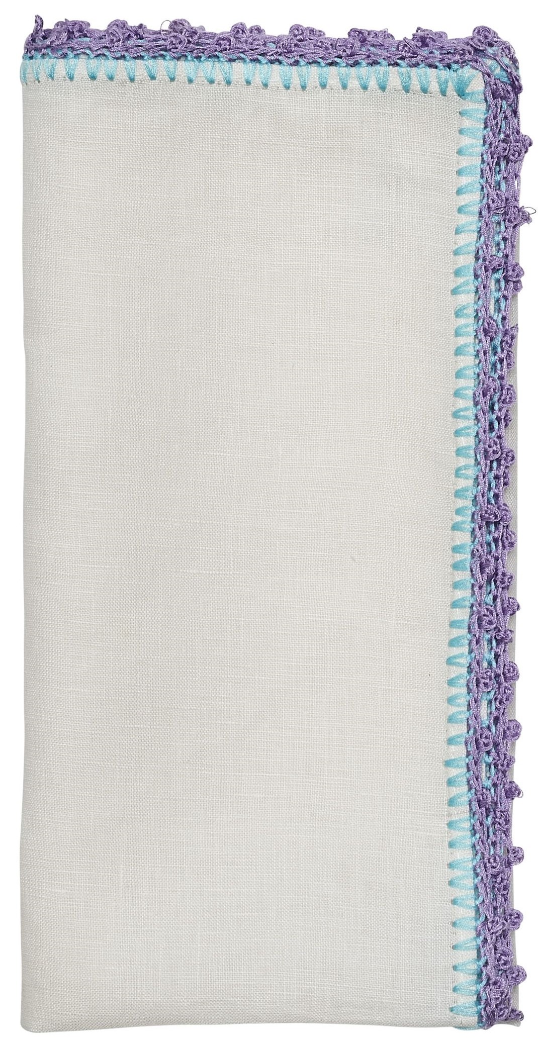 Kim Seybert Knotted Edge Napkin in White - Lilac & Blue - Set of 4