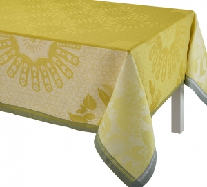 Le Jacquard Francais Jardin D'Orient Yellow Tablecloth - 69" x 98"