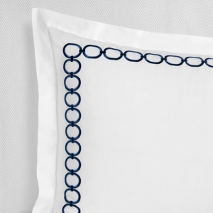 SFERRA Catena White/Navy Continental Sham 26X26