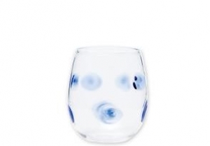 Vietri Drop Blue Stemless Wine Glass