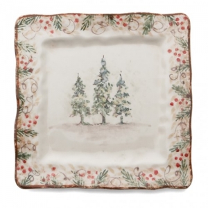 Arte Italica Natale Square Salad/Dessert Plate - 8.5"