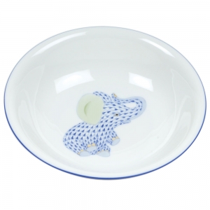 Herend Baby Bowl w/ Elephant- Blue