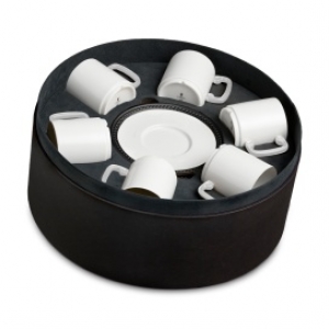 L'Objet Soie Tresse Black Espresso Cup + Saucer  (Gift Box of 6)