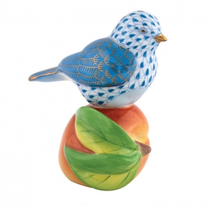 Herend Bird on Peach Blue