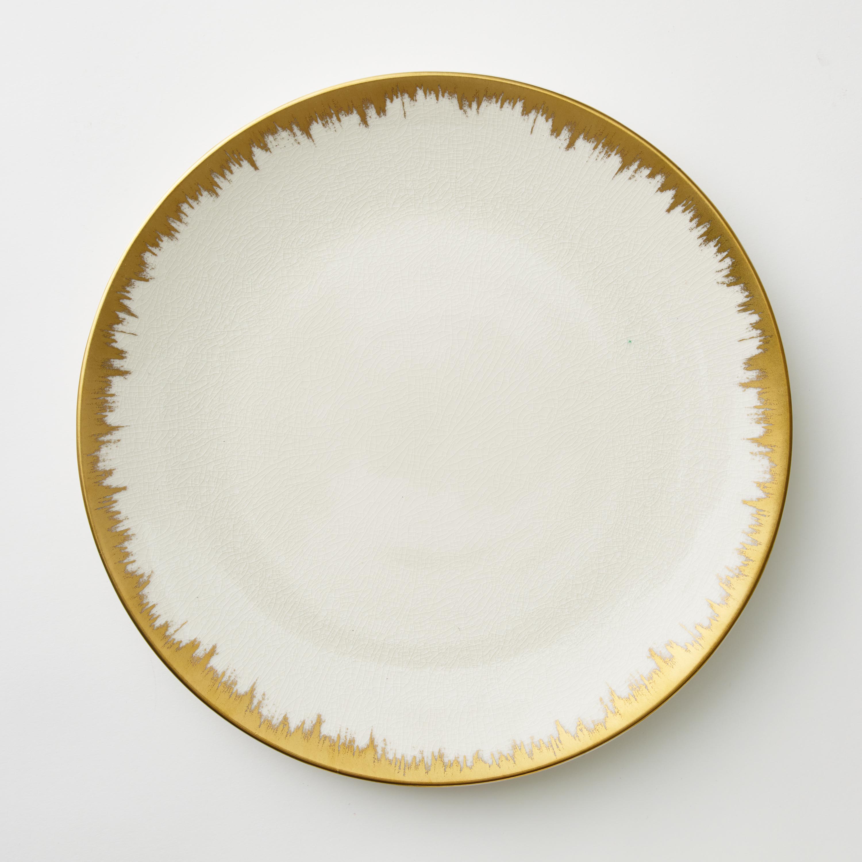 Kim Seybert Aura Gold Brushstroke Opal Dinner Plate