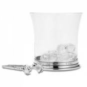 Match Pewter Crystal Ice Bucket w/ Tongs Set