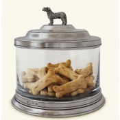 Match Pewter Glass Cookie Jar w/ Dog Finial