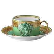 Versace Medusa Amplified Green Coin Tea Cup & Saucer