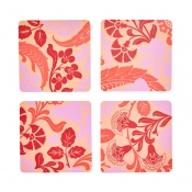 Le Jacquard Francais Voyage Iconique Red Coasters - Set 4