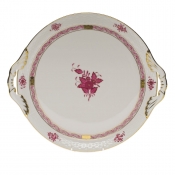 Herend Chinese Bouquet Raspberry Round Tray W/Handles11.25"D