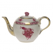 Herend Chinese Bouquet Raspberry Tea Pot W/Butterfly (12 Oz) 4"