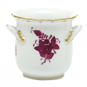 Herend Mini Cachepot w/ Handles - Chinese Bouquet Raspberry