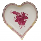 Herend Chinese Bouquet Raspberry Small Heart Tray