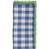 Kim Seybert Check Napkin -White/Blue/Green - Set 4