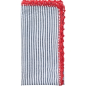 Kim Seybert Seersucker Napkin -Navy/Red - Set 4