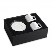 L'Objet Soie Tresse Black Espresso Cup + Saucer - Set 2