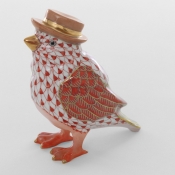 Herend Bird w/ Hat - Rust