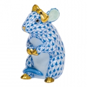 Herend Mouse w/Bow - Blue