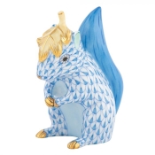 Herend Squirrel w/ Leaf - Blue