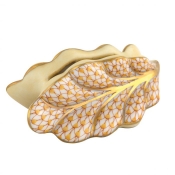 Herend Leaf Place Card Holder Butterscotch