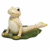Herend Yoga Frog in Cobra Pose Butterscotch