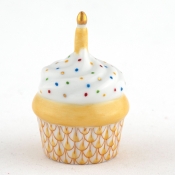 Herend Cupcake with Candle Butterscotch