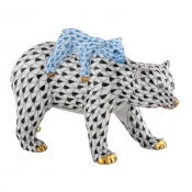 Herend Bear and Baby Black + Blue