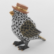 Herend Bird w/ Hat - Black