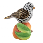 Herend Bird on Peach Black