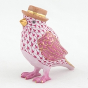 Herend Bird w/ Hat - Raspberry