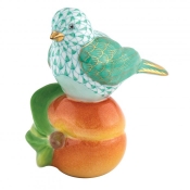 Herend Bird on Peach Green